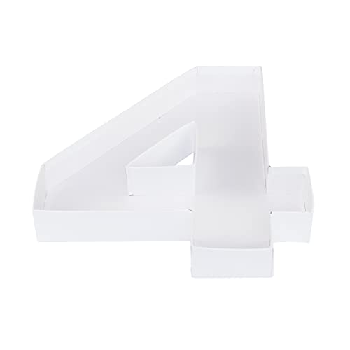WENPACK 12.5" Cardboard Number Shaped Mache Strawberries Fillable Sweets Candy Box with Clear Lid (White, 4) - Image 5