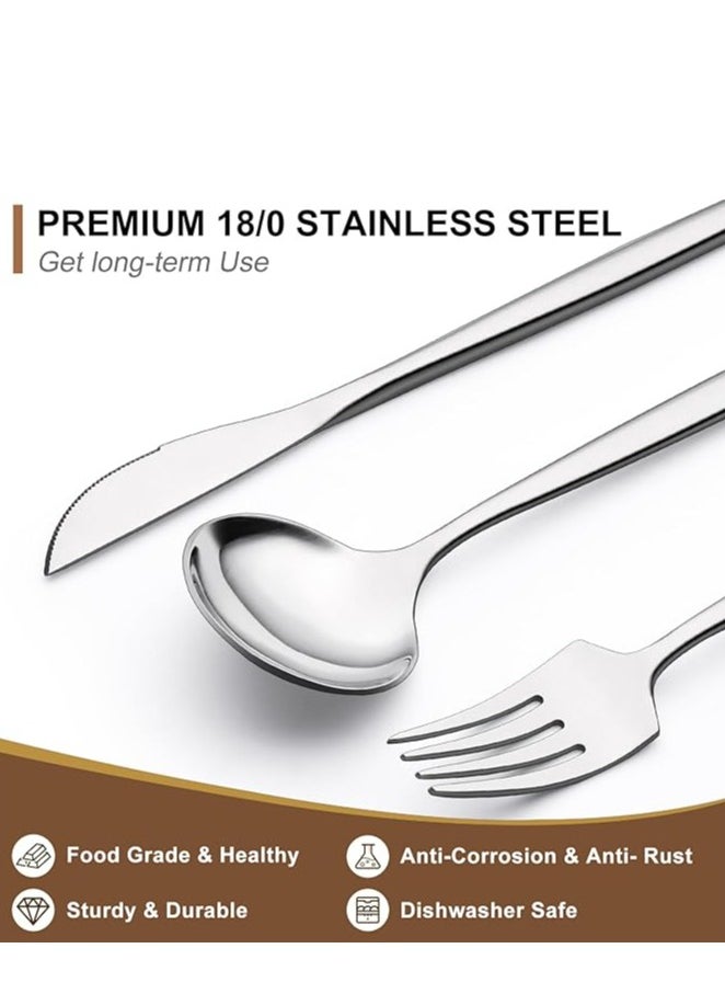 Enjoylifeme 30-Piece Stainless Steel Knife Fork Spoon Full Set Silver for Home Office Restaurant Hotel Silver  - Image 2