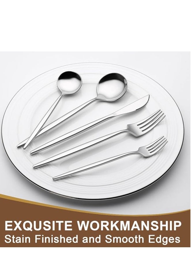 Enjoylifeme 30-Piece Stainless Steel Knife Fork Spoon Full Set Silver for Home Office Restaurant Hotel Silver  - Image 3