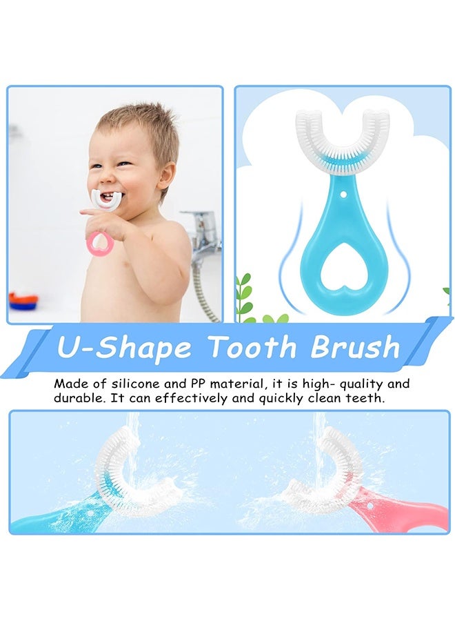 4 Pack U Shaped Toothbrush Kids, Soft Silicone Brush Head Whole Mouth with Handle 360 ° Oral Teeth Cleaning Design for Toddler Toothbrushes Age 2-6 - Image 3