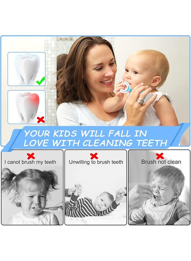 4 Pack U Shaped Toothbrush Kids, Soft Silicone Brush Head Whole Mouth with Handle 360 ° Oral Teeth Cleaning Design for Toddler Toothbrushes Age 2-6 - Image 5