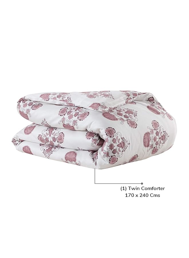 إيروريكس طقم لحاف سرير مزدوج من القطن بنسبة 100% باللونين الأرجواني والعاجي - Image 4