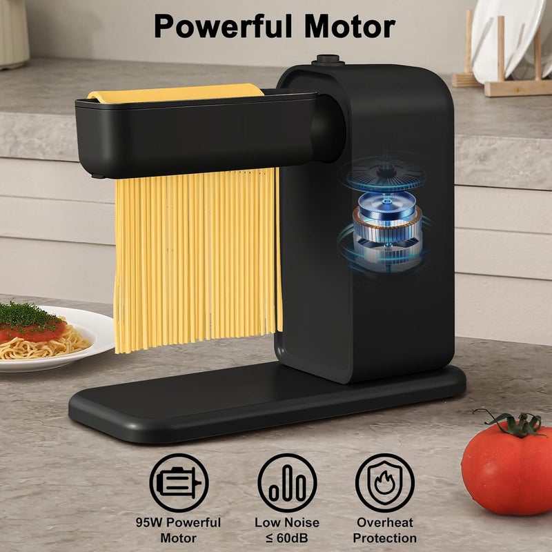 GEFT Electric Pasta Maker, 3-in-1 Pasta Maker Machine Includes Pasta Roller Spaghetti Cutter & Fettuccine Cutter with Cleaning Brush, Noodle Maker for Home Use, Black - Image 4