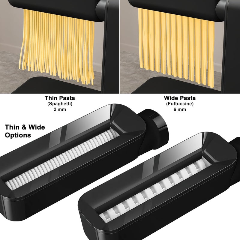 GEFT Electric Pasta Maker, 3-in-1 Pasta Maker Machine Includes Pasta Roller Spaghetti Cutter & Fettuccine Cutter with Cleaning Brush, Noodle Maker for Home Use, Black - Image 3