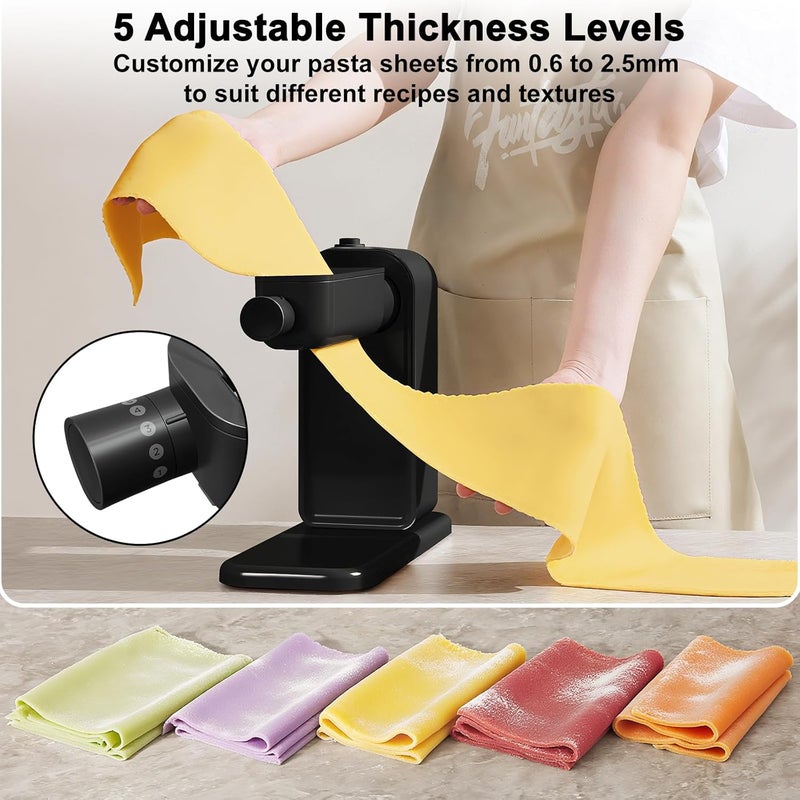 GEFT Electric Pasta Maker, 3-in-1 Pasta Maker Machine Includes Pasta Roller Spaghetti Cutter & Fettuccine Cutter with Cleaning Brush, Noodle Maker for Home Use, Black - Image 2