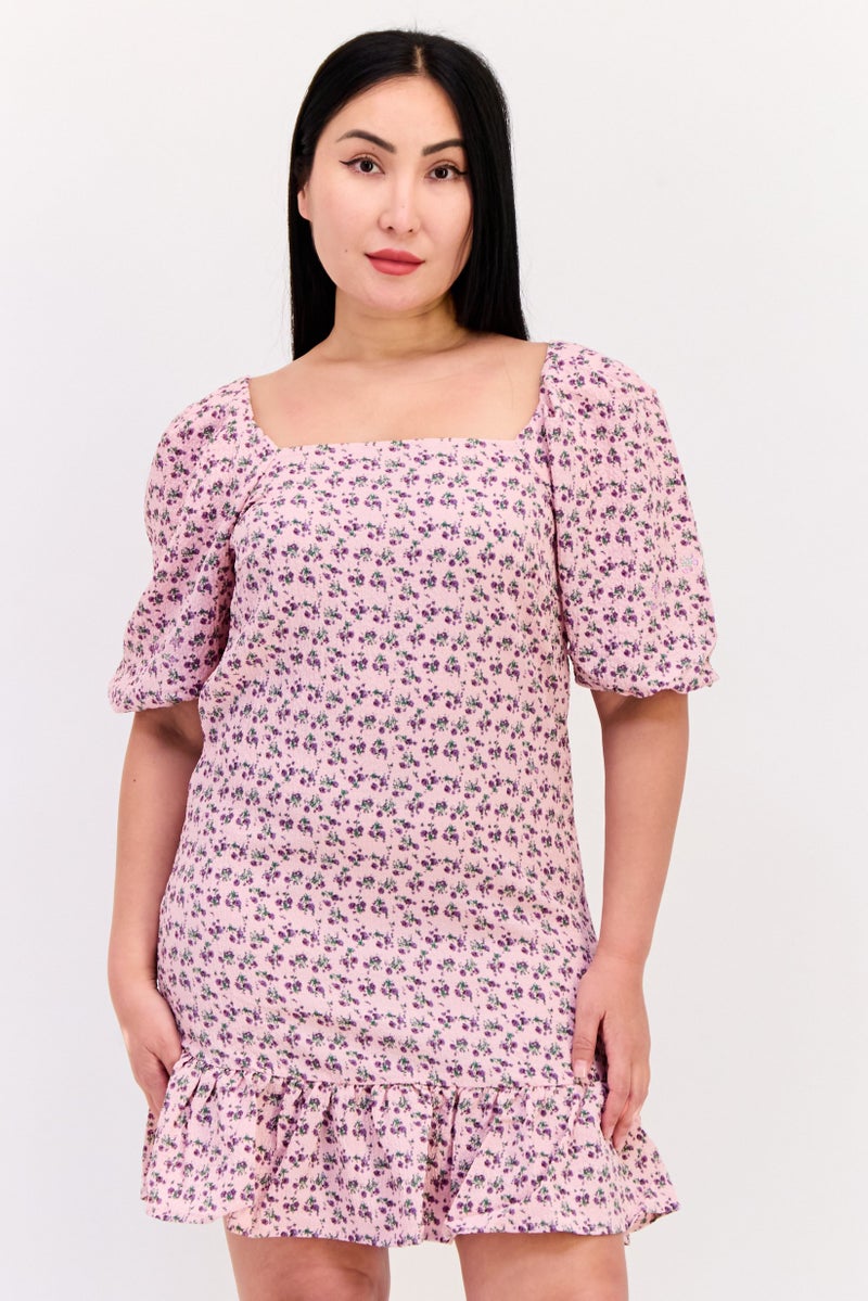 Vila Women Floral Print Mini Dress, Multicolor - Image 1