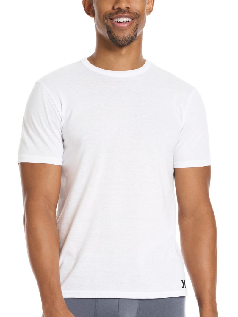 Hurley Men's 3 Pack Crewneck SS Tee Shirt, White Traditional, X-Large - Image 2