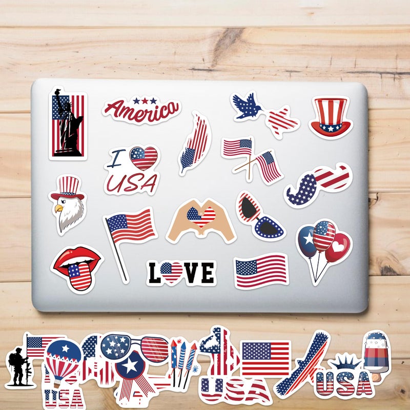 Robmoda 50 PCS American Flag Stickers for Water Bottle, USA Patriotic Aesthetics Waterproof Vinyl Laptop Decals, Phone Case Scrapbook Skateboard Luggage Teens Adults Activity Party Decor - Image 4