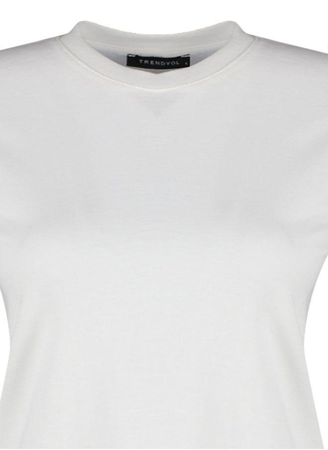 trendyol - Ecru 100% Cotton Premium Basic Crew Neck Knitted T-Shirt TWOSS23TS00042 - Image 1