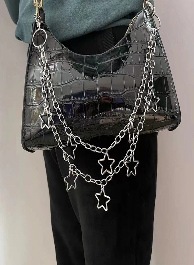 GUSGU 5 Pcs Goth Chain Belt Set, Waist and Wallet Chains for Jeans, Skirts, or Pants, Star Shape, Punk Accessories for Women and Men, Style B - Image 5