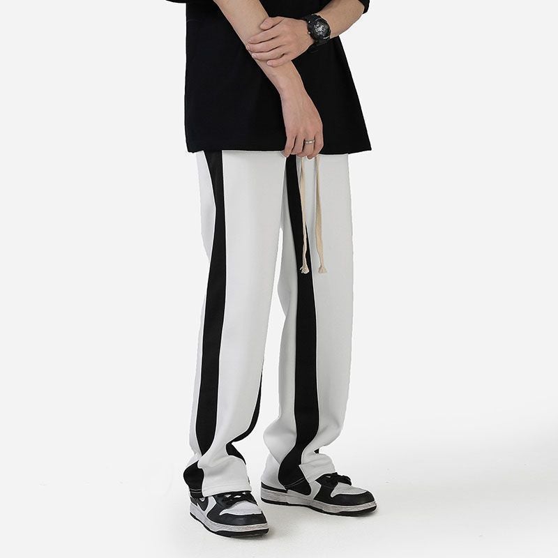 بنطلونات كاجوال للرجال من هاي ستريت، ربيع وصيف، فضفاضة، خياطة مستقيمة، مخططة، عصرية، واسعة الساق، بنطلونات رياضية - Image 3