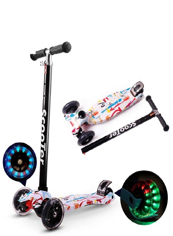 Scooter for Kids, 3 Wheel Kick Scooter for Toddlers Girls & Boys,Adjustable Height, Lean to Steer, Extra-Wide Deck, Kids Scooter with LED Light Up Wheels for Children Ages 4-12 Max Load 50KG  - Image 1