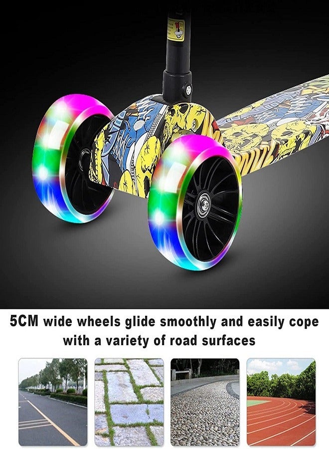 Scooter for Kids, 3 Wheel Kick Scooter for Toddlers Girls & Boys,Adjustable Height, Lean to Steer, Extra-Wide Deck, Kids Scooter with LED Light Up Wheels for Children Ages 4-12 Max Load 50KG  - Image 3