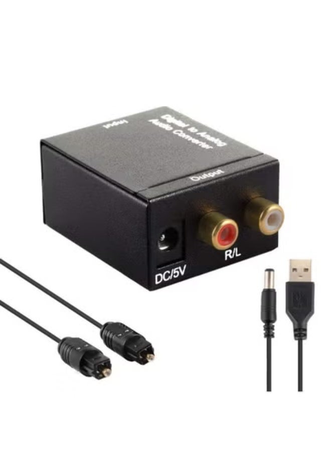 Chabeia DAC Digital Audio Converter, Digital Optical Coaxial Toslink to Analog Audio Converter Stereo L/R RCA Audio Adapter for HDTV DVD Blu-ray Home Cinema Systems PS3 Xbox X360 with Optical Cable and USB C - Image 1