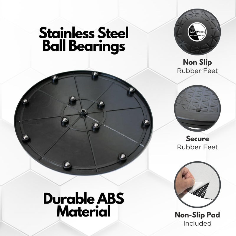 LapWorks 10 inch Heavy-Duty Swivel Base - 0.8" Profile, Supports 100lbs - 360Ëš Rotating Turntable and Lazy Susan Stand for Monitors, Computers, Plants, More - Image 4