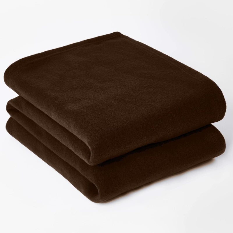 STARNSTYLE 300 TC All Season SolidPlain Lightweight Polar Fleece Single Bed Blanket 152 x 230 cm Brown Blanket SingleIV3