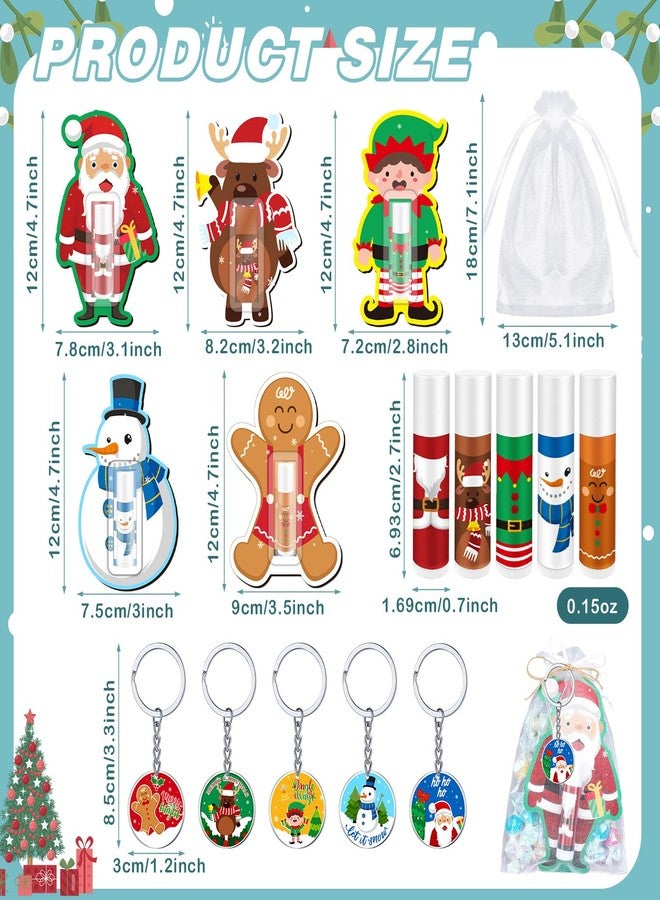 Henoyso 150 Pcs Christmas Lip Balm Bulk Gifts Moisturizing Lip Balms Acrylic Keychains with Organza Bags for Xmas Holiday Treat Gifts Christmas Stocking Stuffers Women Party Supplies - Image 3