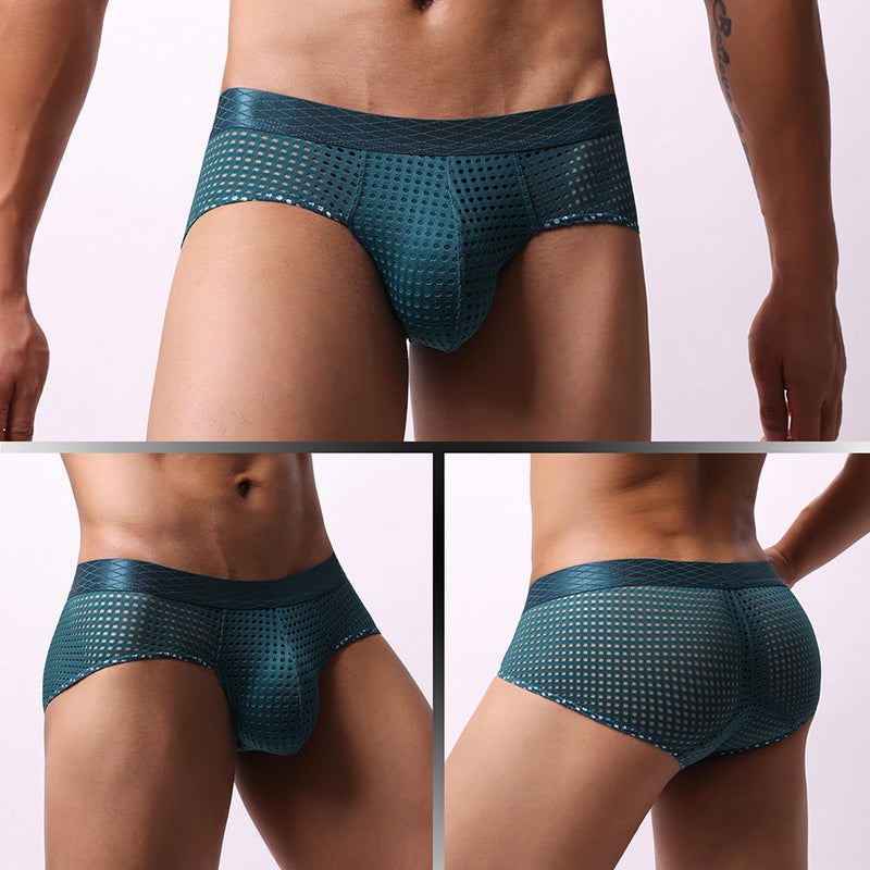 Japanese And Korean Style Breathable Men'S Large Mesh Low-Rise Wide Waistband Briefs E-109 - Image 2