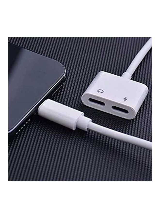 ICS 2 in 1 Headphone Adapter lightning Cable White - Image 2
