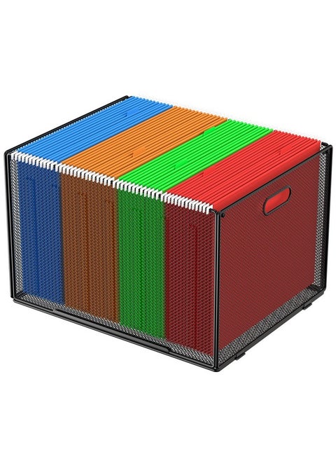Hanging File Organizer Box, Mesh File Folder Organizer For Letter/Legal Size Filing Box, Metal File Folder Box With Handles, File Crate Storage Box For Office Supplies, Clothes, Pantry, Bath