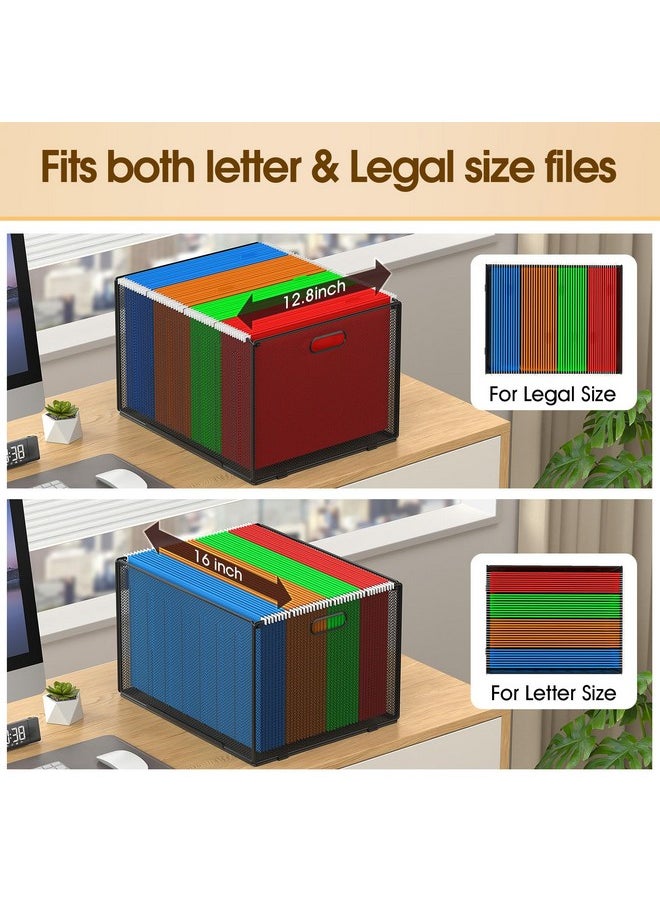 MaxGear - Hanging File Organizer Box, Mesh File Folder Organizer For Letter/Legal Size Filing Box, Metal File Folder Box With Handles, File Crate Storage Box For Office Supplies, Clothes, Pantry, Bath - Image 1