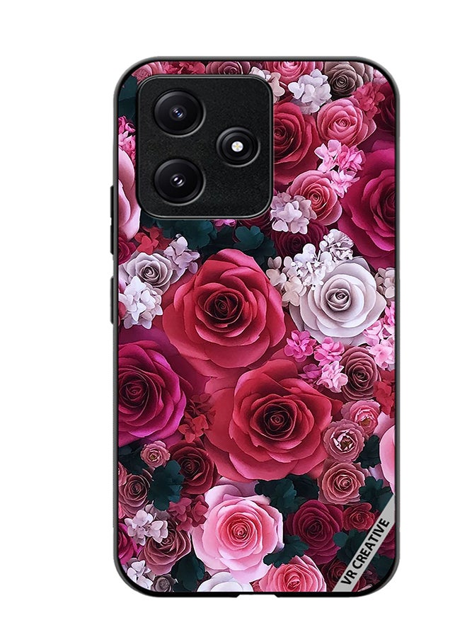 VR CREATIVE Protective Case Cover For Xiaomi Poco M6 Pro 5G Rose Flower Design Multicolour - Image 1