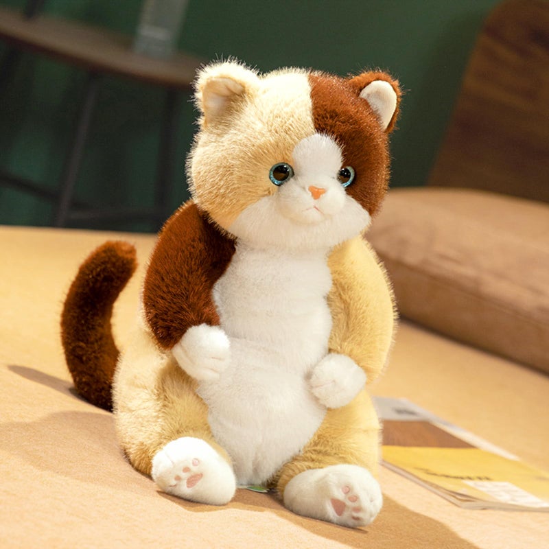 Peach Cat Cat Stuffed Animal 14"" Cute Kitten Plushies Soft Plush Toys Gifts For Kids Brown - Image 5