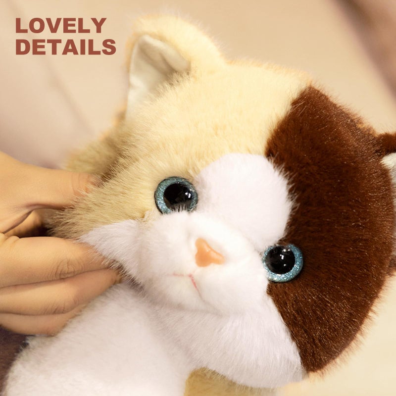 Peach Cat Cat Stuffed Animal 14"" Cute Kitten Plushies Soft Plush Toys Gifts For Kids Brown - Image 2