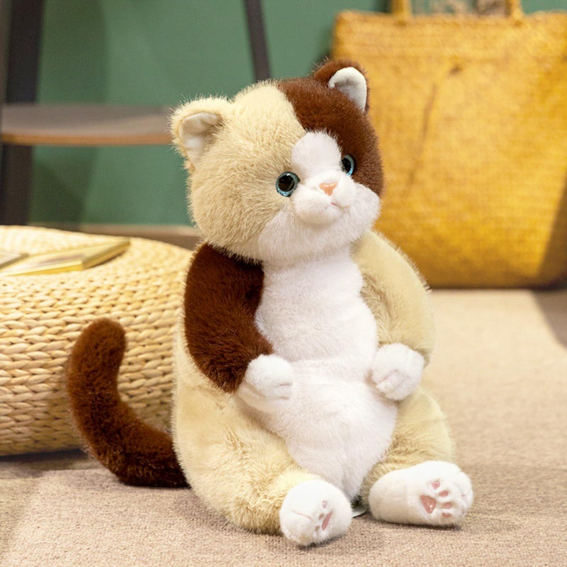 Peach Cat Cat Stuffed Animal 14"" Cute Kitten Plushies Soft Plush Toys Gifts For Kids Brown - Image 1