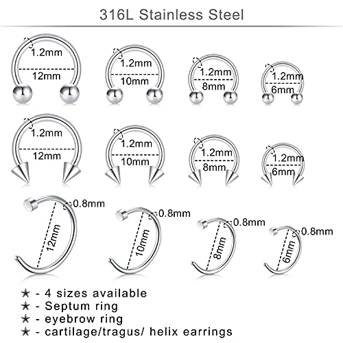 DJCIW 75PCS Mixed-size Piercing Kit for All Piercing,316L Stainless Steel Piercing Kit with 14G 16G 18G 20G Piecing Needles Clamps for Cartilage Tragus Nose Septum Belly Lip Eyebrow Nipple Piercing - Image 5