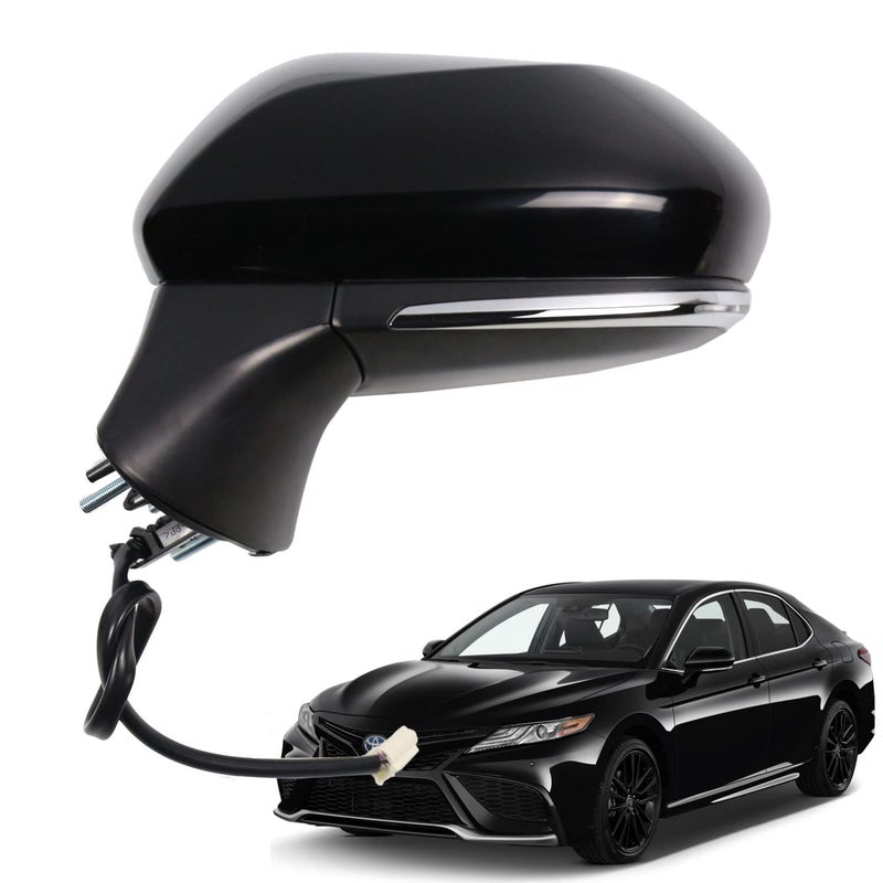 Liizoo Side Mirror for Toyota Camry 2018 2019 2020 2021 2022 2023 2024 Power6Pins Left Driver Side Door Mirrorreplace for Partslink TO1320367 Black
