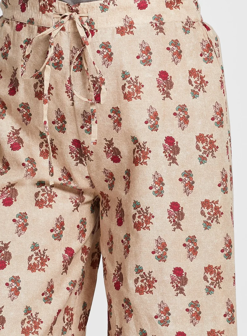 W High Waist Printed Pants