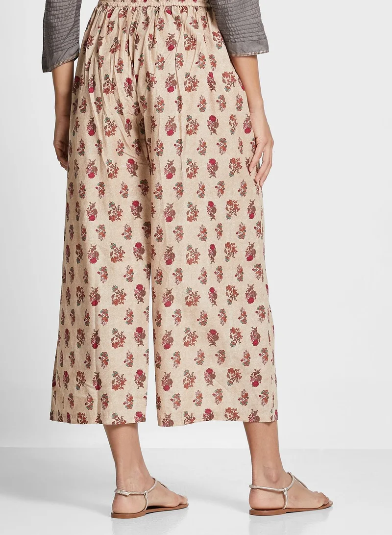 W High Waist Printed Pants