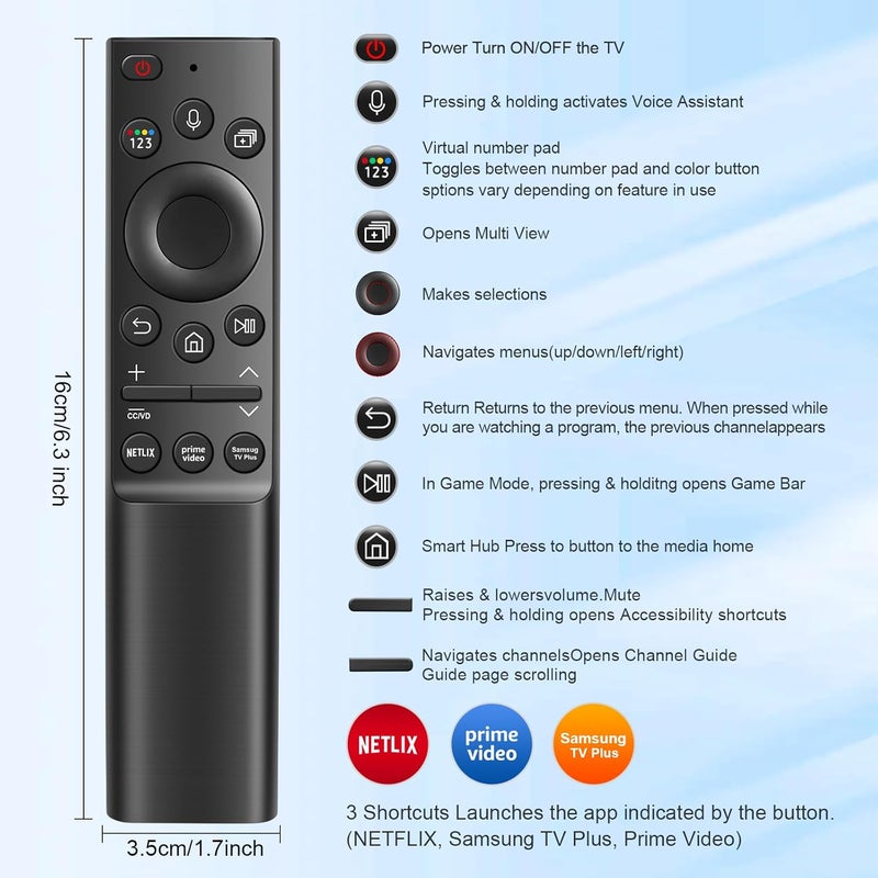 Tendodo BN59-01357F TM2180E RMCSPA1RP1 Replacement Voice Remote Control fit for Samsung Smart TVs 2021 Model Compatible with Samsung QLED Series Smart TV Q60A Q70A Q80A QN85A QN90A QN800A - Image 4