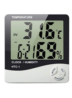 Homartel Homartel Room Temperature Meter Digital Humidity Tester and Hygrometer with Alarm Clock LED Monitor with Temperature Sensor Digital Clock for Home Silver  - Image 1