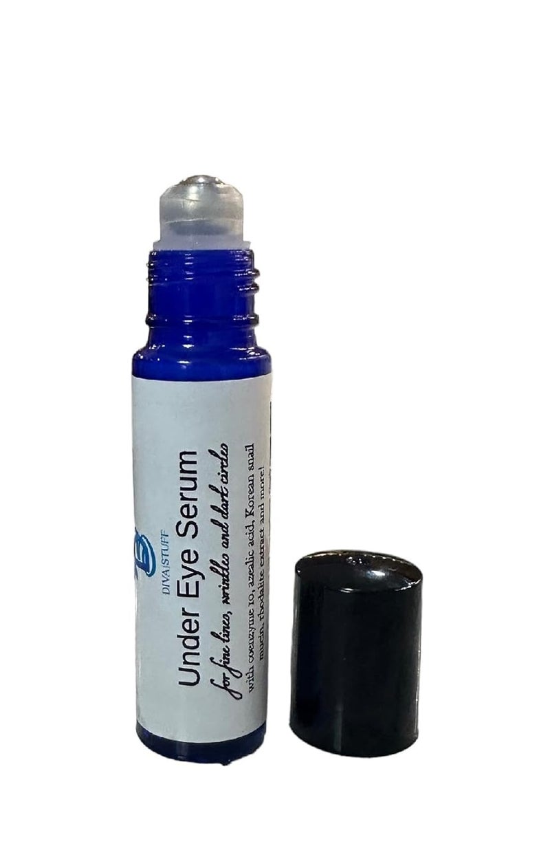Diva Stuff Under Eye Serum For Fine Lines Wrinkles and Dark Circles With Korean Snail Mucin Coenzyme q10 Rhodolite Extract Smooth Rollerball Container