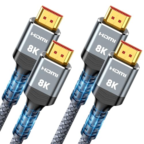 Highwings 8K 2.1 HDMI Cable 3.3FT/1M 2-Pack, 48Gbps High Speed HDMI Braided Nylon Cord-4K120 144Hz 8K60Hz RTX 3090 eARC HDR10 4:4:4 HDCP 2.2&2.3 QMS VRR,Compatible for Laptop,Monitor,Roku TV,HDTV - Image 1