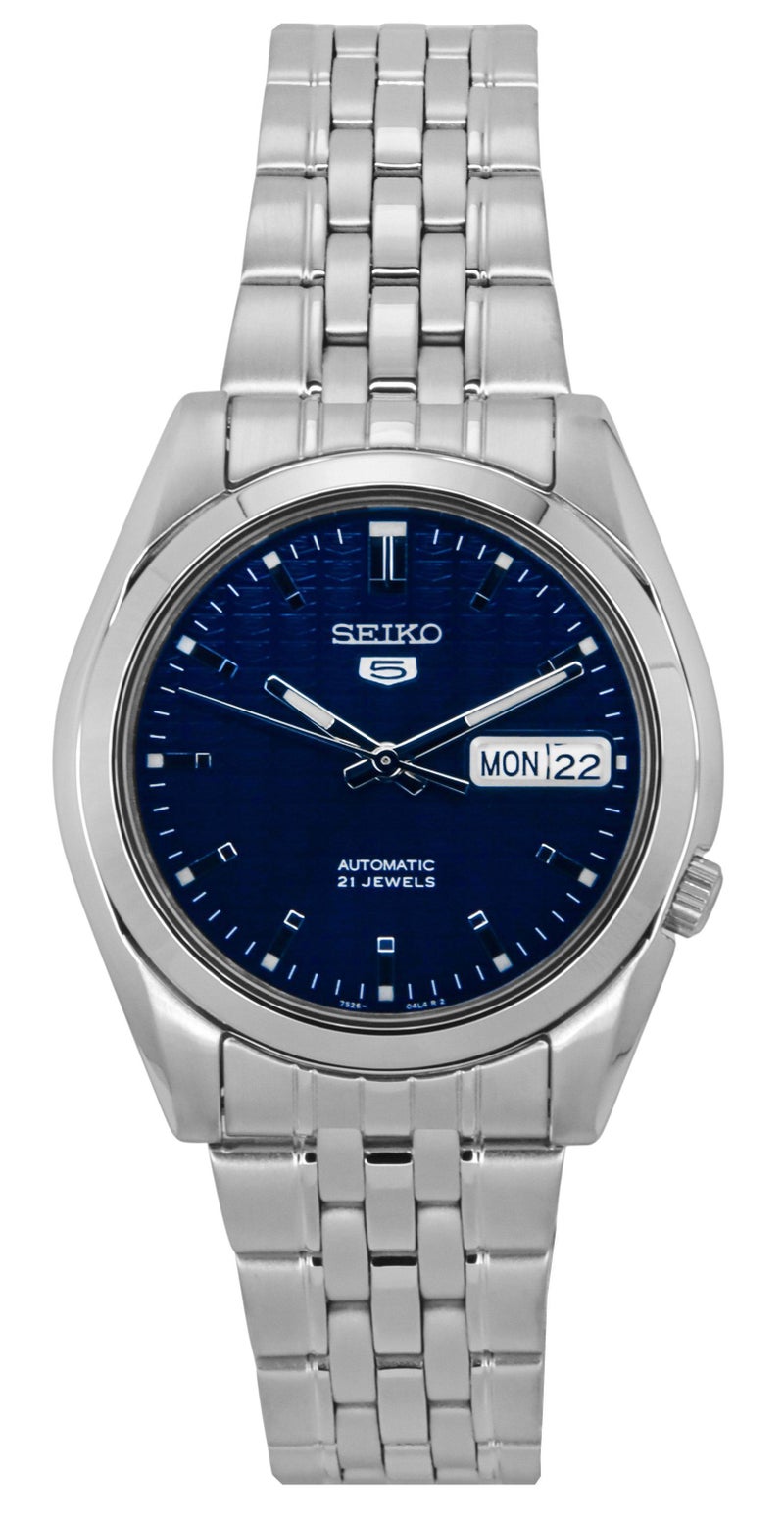 Seiko 5 Automatic Stainless Steel Dark Blue Dial Day/Date SNK357K1 Mens Watch - Image 1