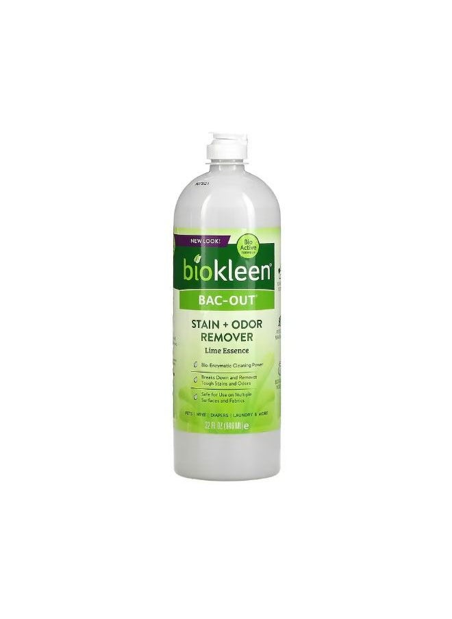 Biokleen - BacOut Stain  Odor Remover Lime Essence 32 fl oz 946 ml - Image 1