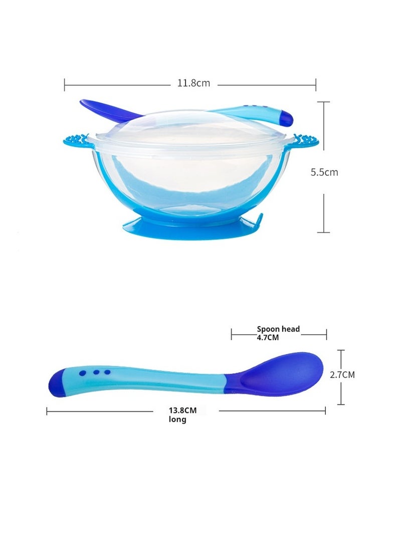 Complementary food bowlChildren's anti drop suction cup bowl lid spoon set, food supplement bowl temperature sensor spoon set Box cutlery - Image 4