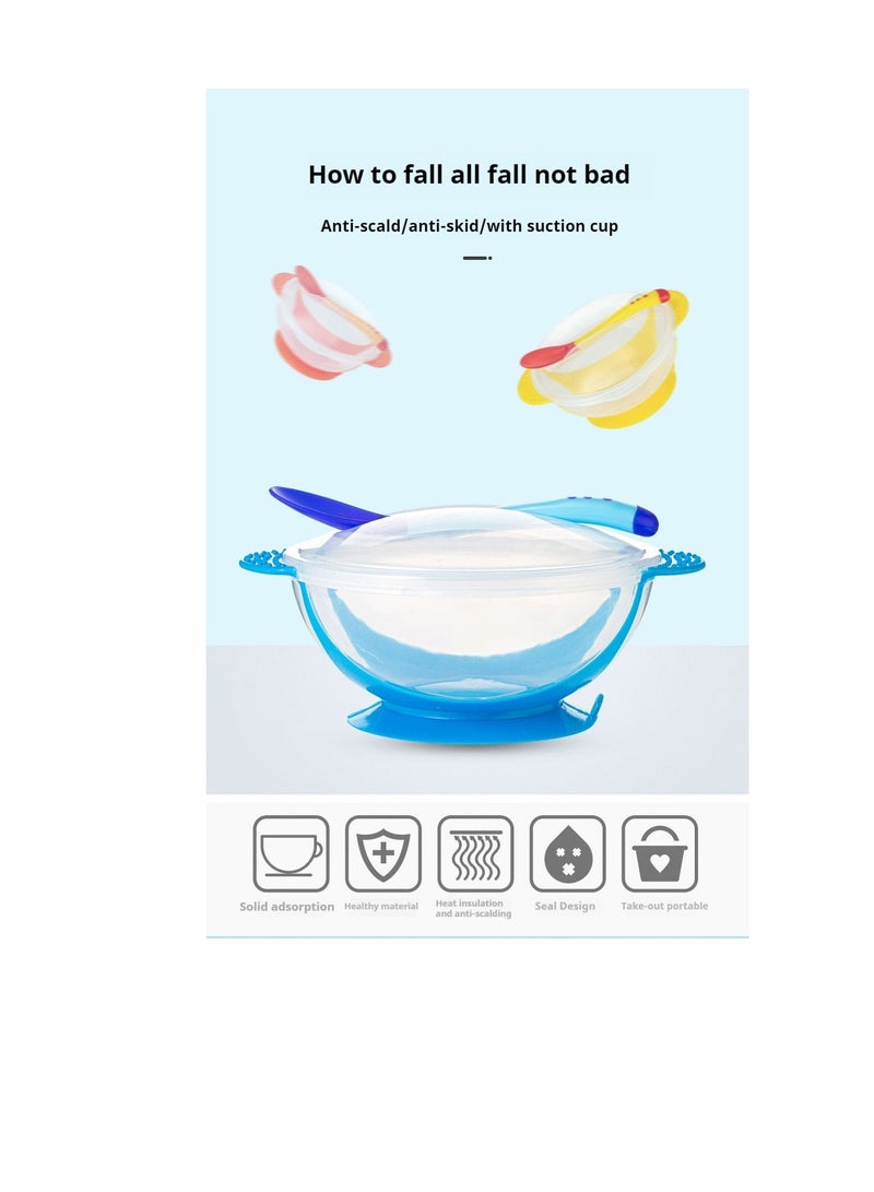 Complementary food bowlChildren's anti drop suction cup bowl lid spoon set, food supplement bowl temperature sensor spoon set Box cutlery - Image 5