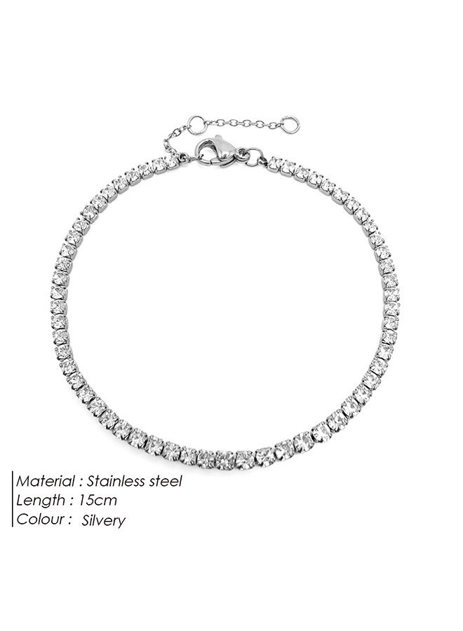 Silver Bracelet New Adjustable Zircon Bracelet (Size: 15cm) - Image 5