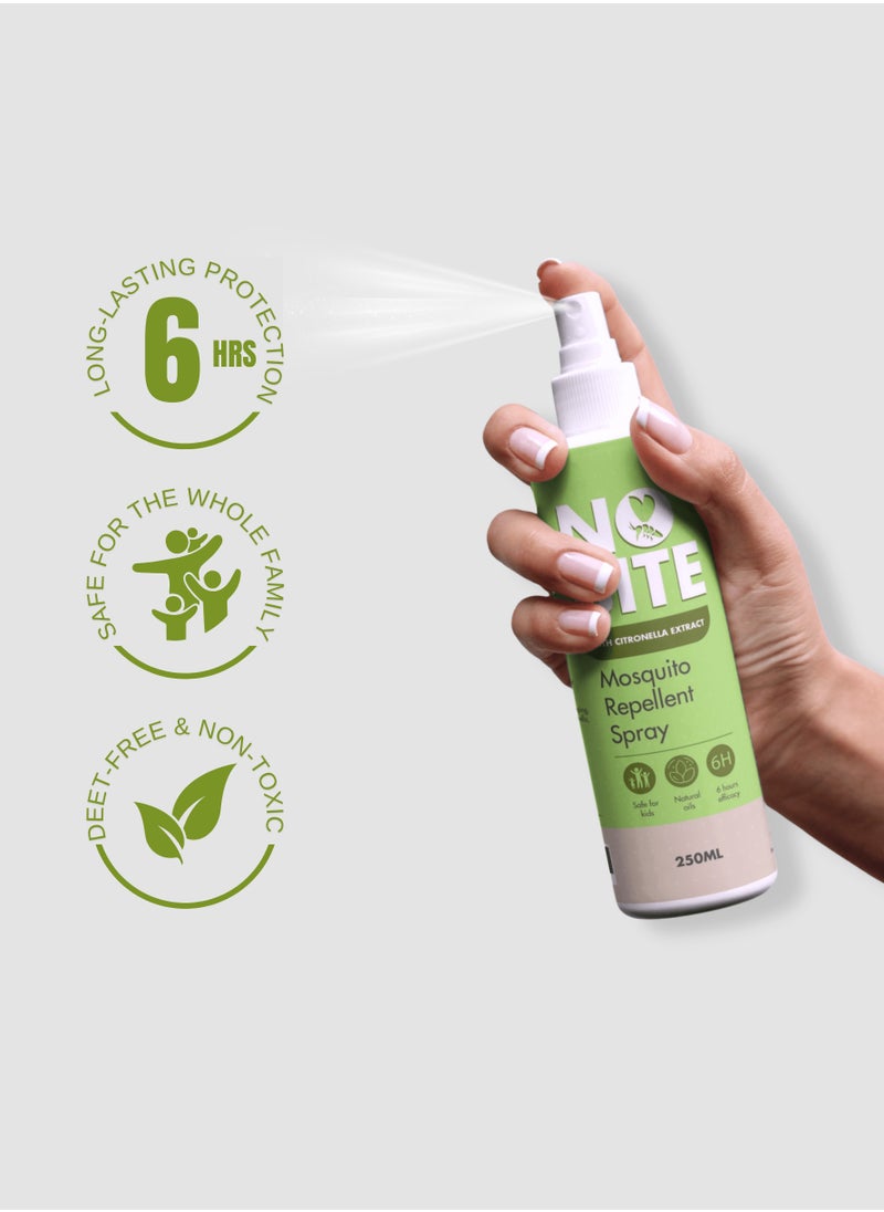 NO BITE - No Bite Mosquito Repellent Spray – 250Ml, Plant-Based With Citronella Extract, Deet-Free, Long-Lasting Protection, Alcohol-Free & Non-Staining Formula Safe For Kids - Image 1