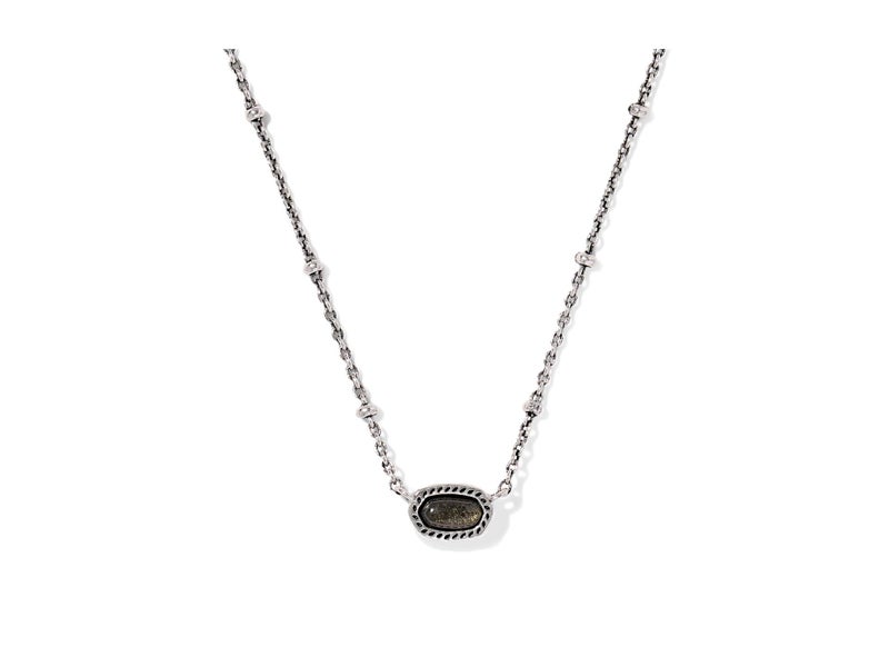 Kendra Scott, Women's, Mini Elisa Satellite Short Pendant Necklace, Vintage Silver Golden Obsidian, One Size