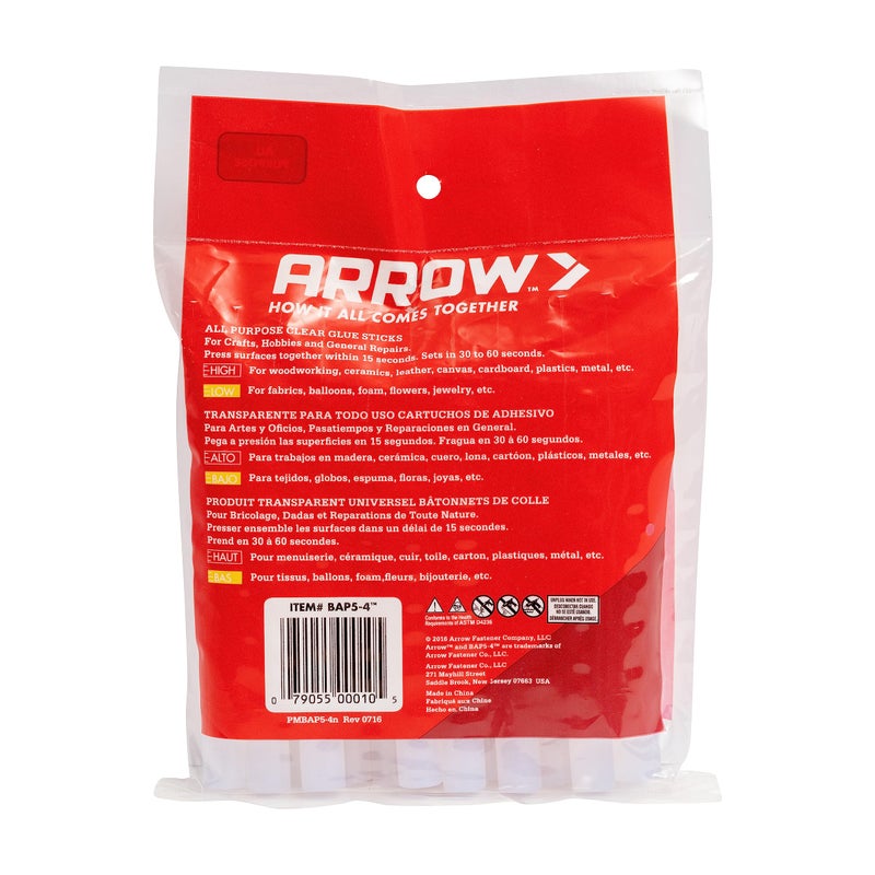 Arrow Fastener Arrow AP5 All Purpose Mini Glue Sticks for Hot Glue Guns, Use for High Temp and Low Temp Crafting, Hobbies, and General Repair Projects, 4-Inch by 1/2-Inch, Clear, 6-Pack - Image 4