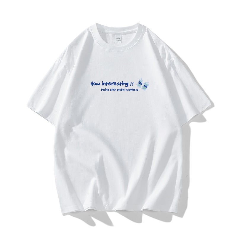 NASA Pure Cotton White Short-sleeved T-shirt for Boys Summer Trendy Brand Fashionable Couples Loose Half-sleeved Teen Top - Image 1