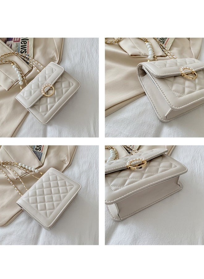 حقيبة كروس نسائية منقوشة بالألماس، حقيبة كتف مزينة باللؤلؤ للسيدات، حقيبة كروس حقيبة حمل جانبية، حقيبة حمل من جلد البولي يوريثان، حقيبة هاتف حقيبة صغيرة للفتيات/طلاب الجامعات/المراهقات - Image 5