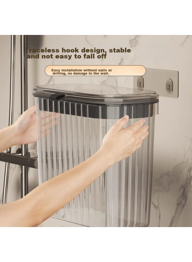Additive Degree Jiadu Bathroom Shower Clothes Storage Basket With Lid, Wall-mounted Laundry Hamper For Home Use - Image 2