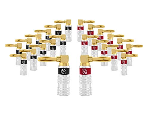 Sewell Silverback Right Angle Banana Plugs 12 Pairs Quick Connect Gold Plated Speaker Plugs 90 Degree