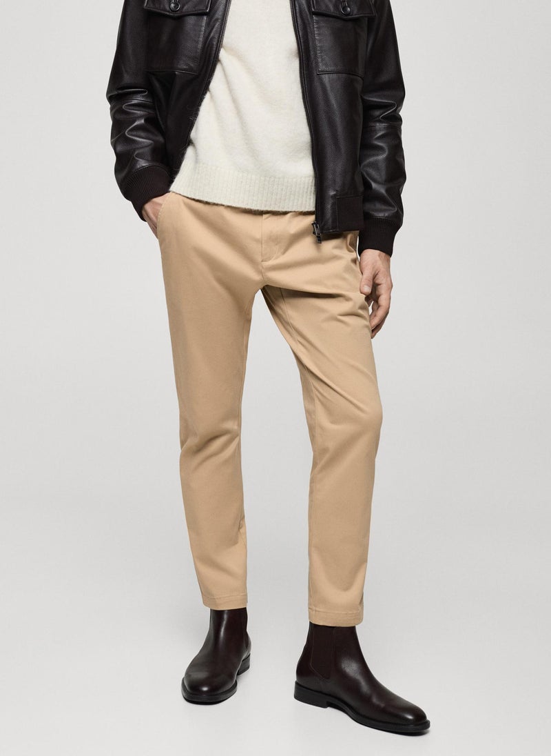 Mango Man Prato Cropped Tapered Chino Trousers  - Image 1